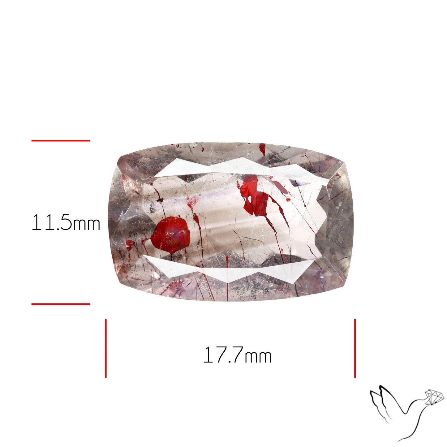 Lepidocrocite In Quartz Faceted