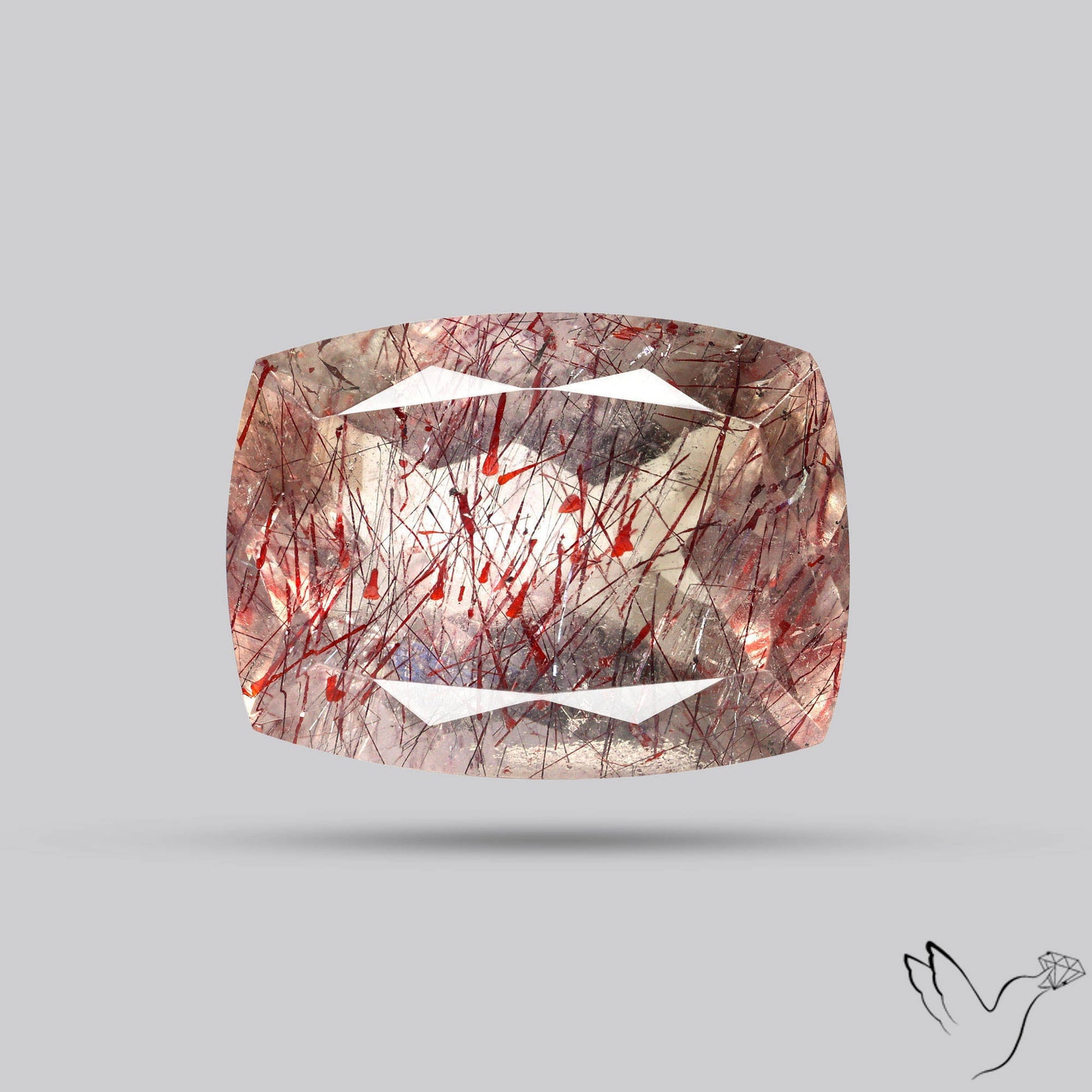 Lepidocrocite In Quartz Faceted