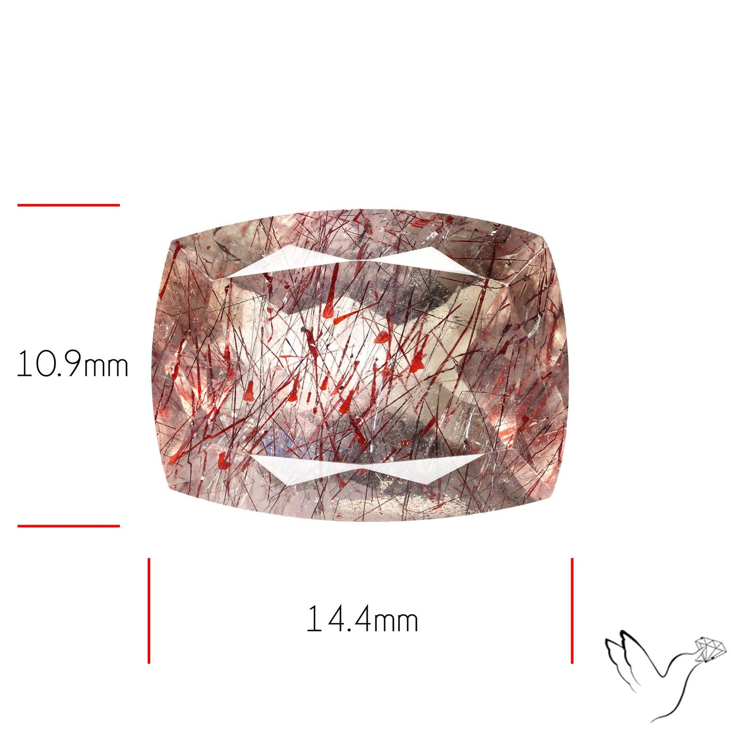 Lepidocrocite In Quartz Faceted