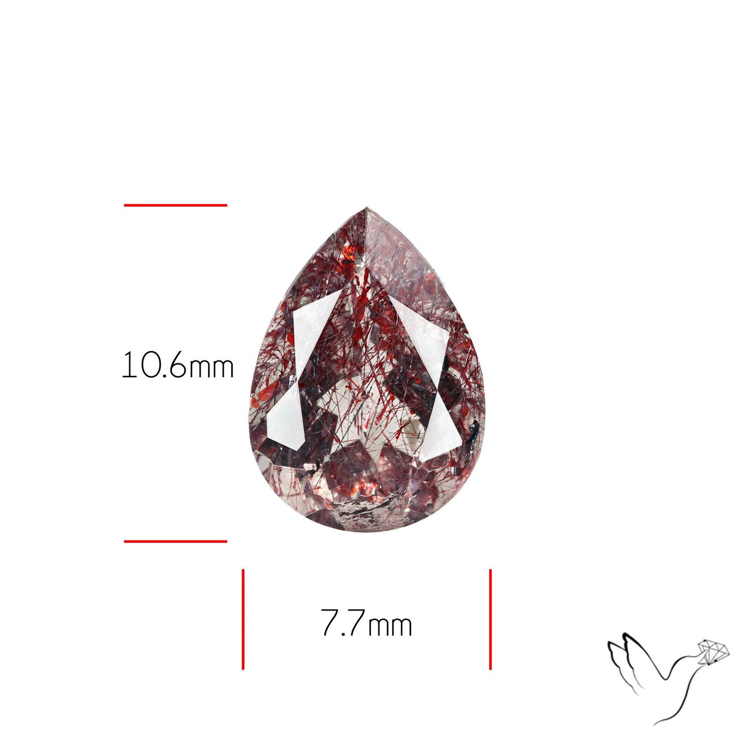 Lepidocrocite In Quartz Faceted