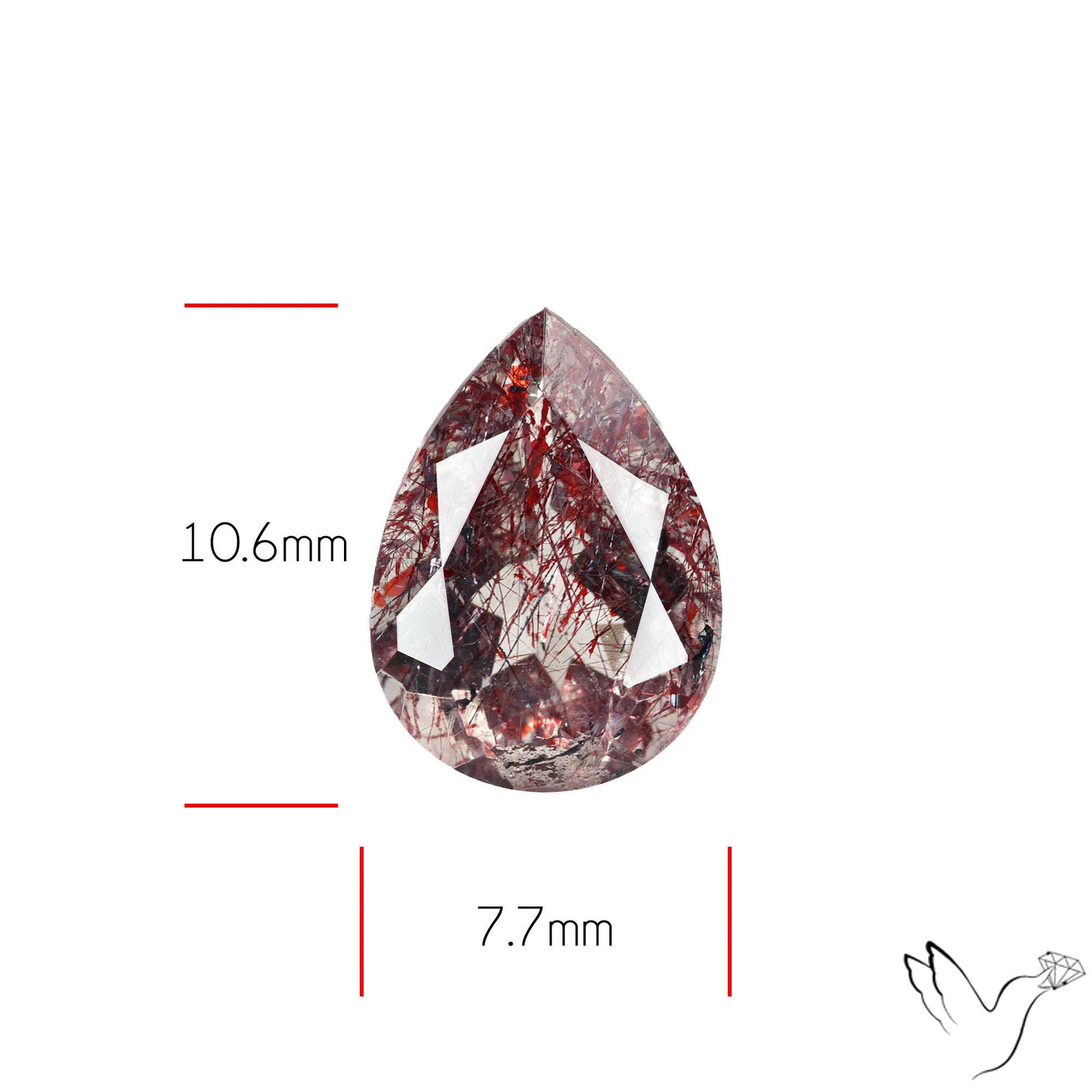 Lepidocrocite In Quartz Faceted