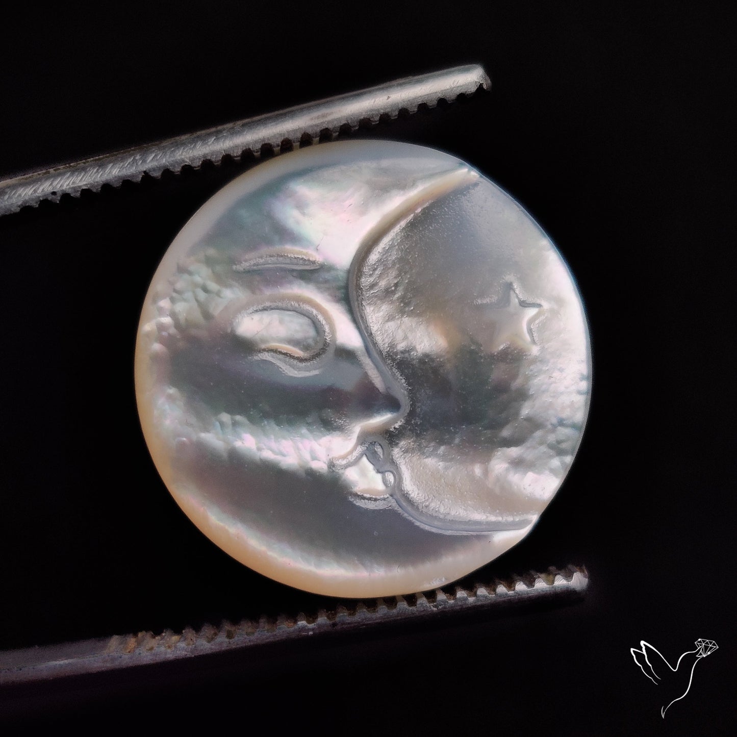 Mother Of Pearl Moonface Crescent Carving