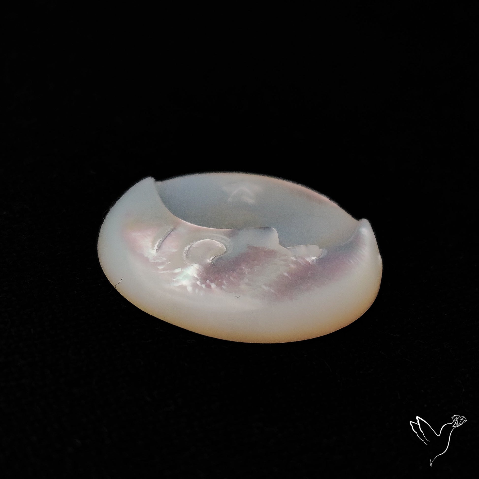 Mother Of Pearl Moonface Crescent Carving