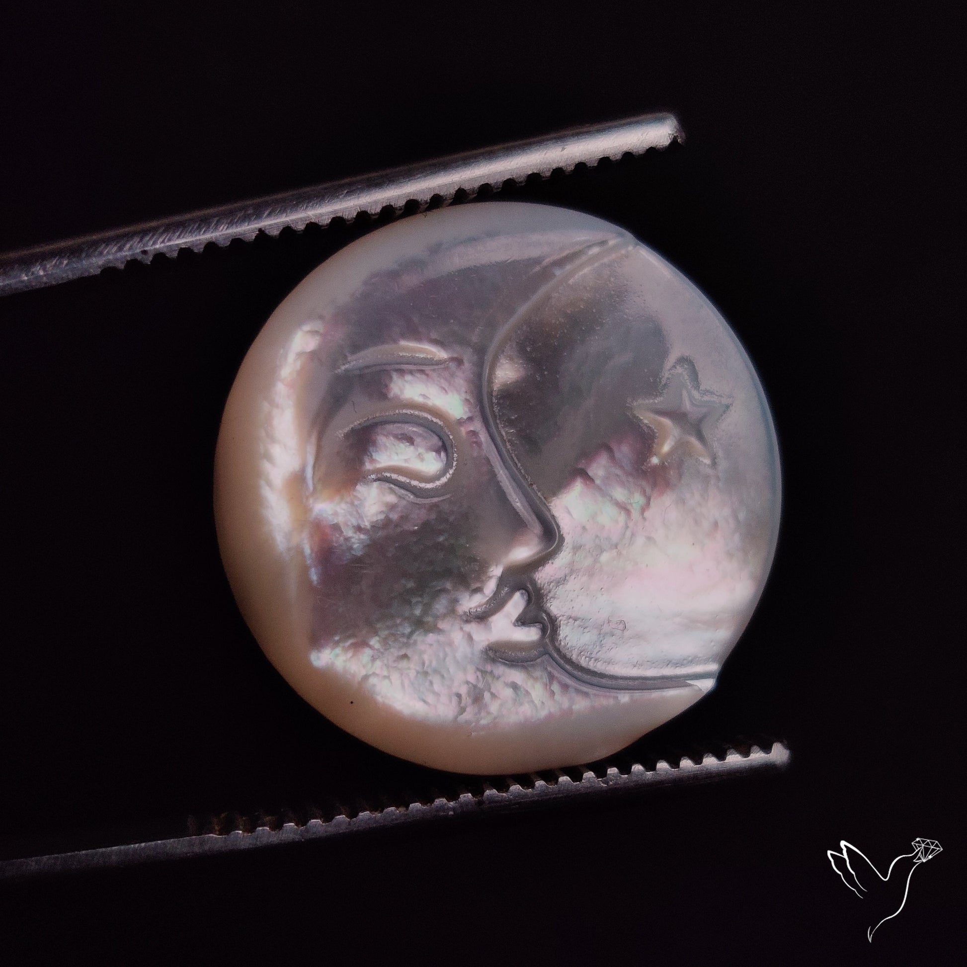 Mother Of Pearl Moonface Crescent Carving