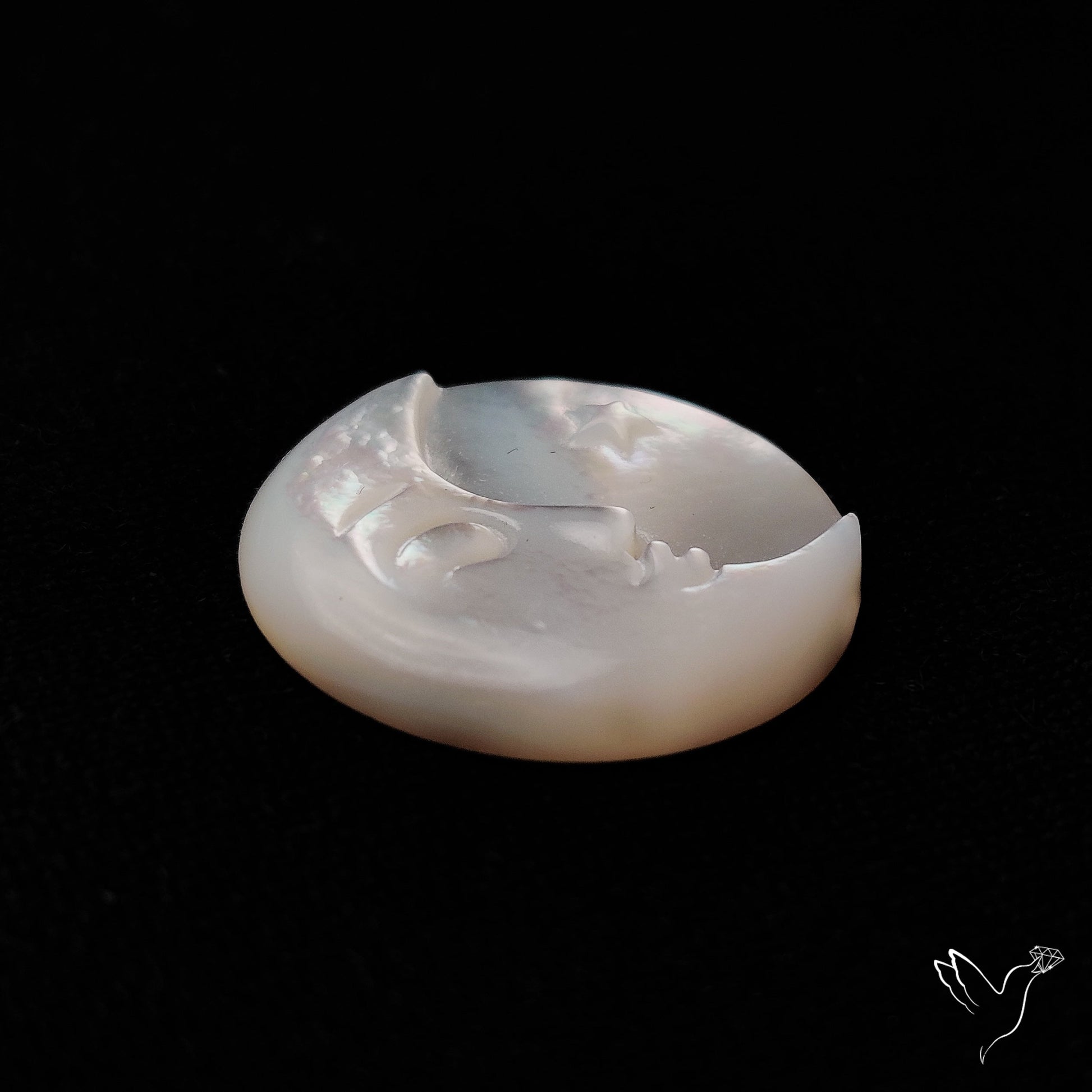 Mother Of Pearl Moonface Crescent Carving