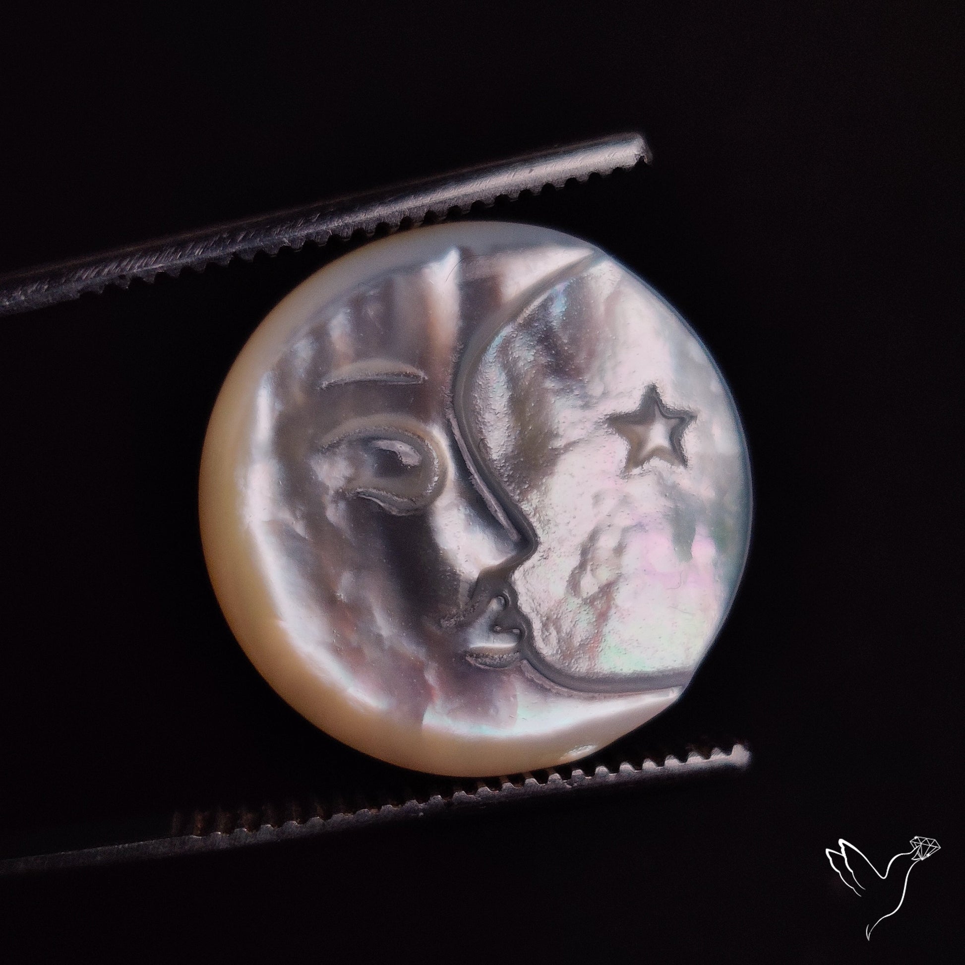 Mother Of Pearl Moonface Crescent Carving