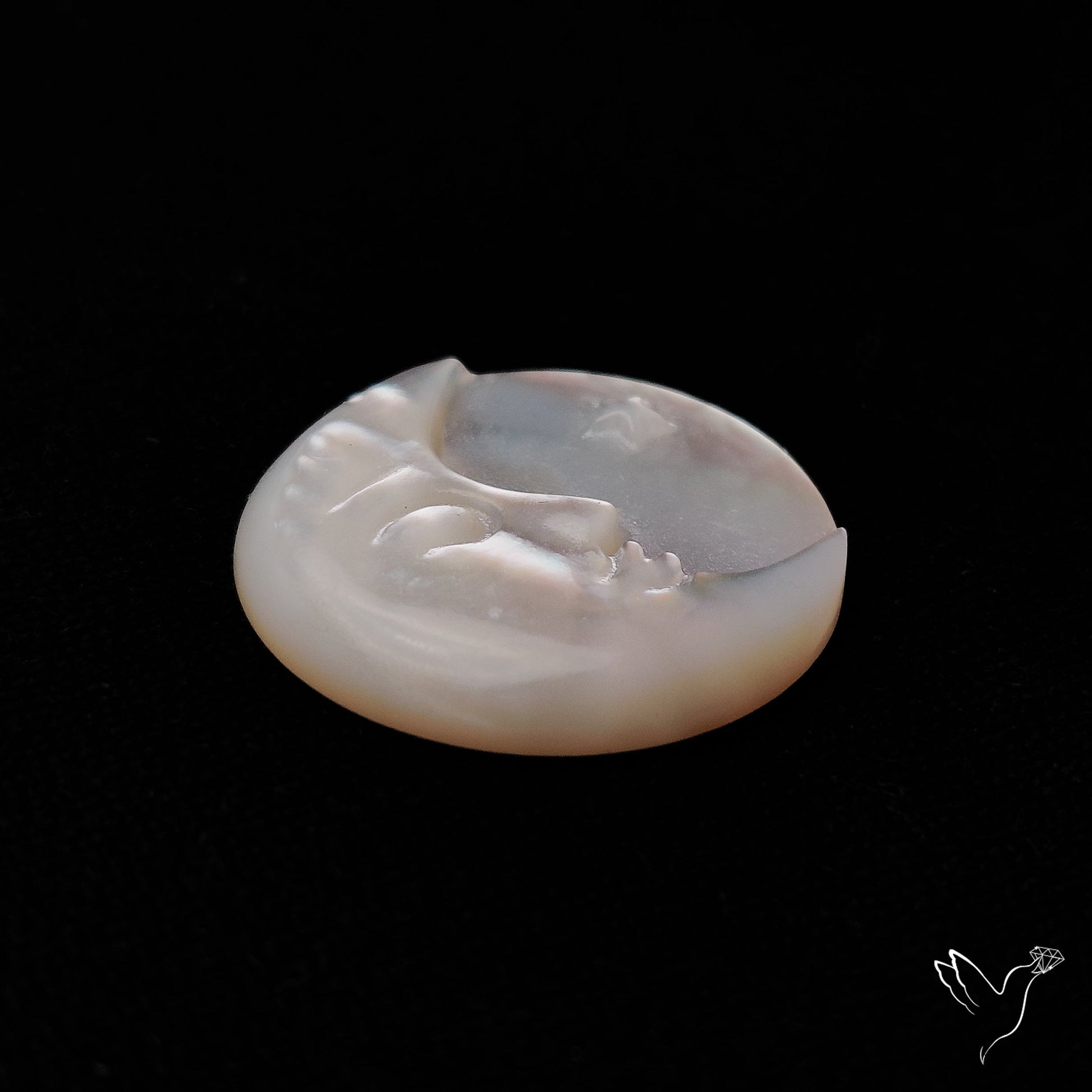 Mother Of Pearl Moonface Crescent Carving