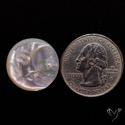 Mother Of Pearl Moonface Crescent Carving