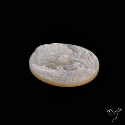 Mother Of Pearl Woman Cameo with Flowers Carving