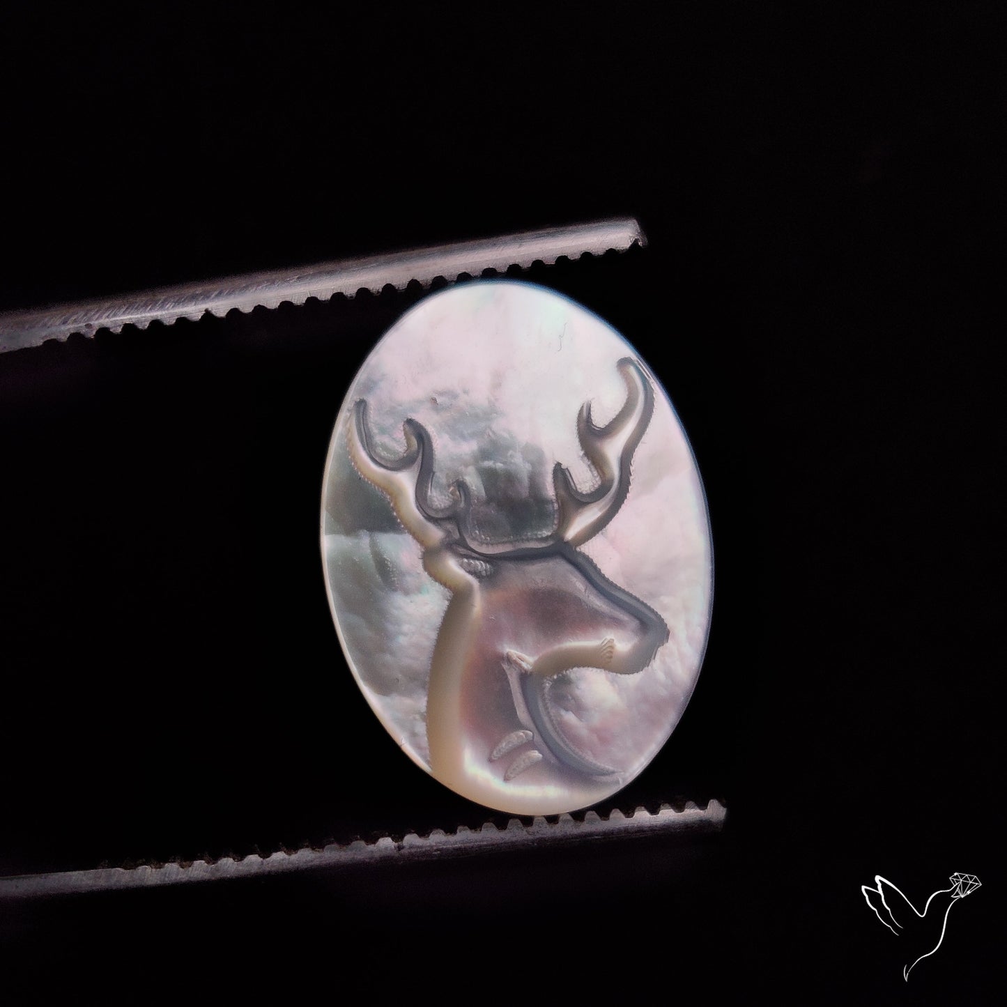 Mother Of Pearl Reindeer Carving