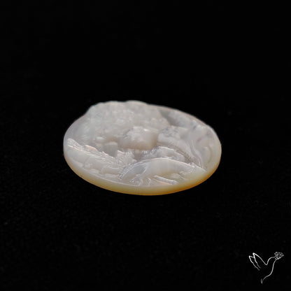 Mother Of Pearl Woman Cameo with Flowers Carving