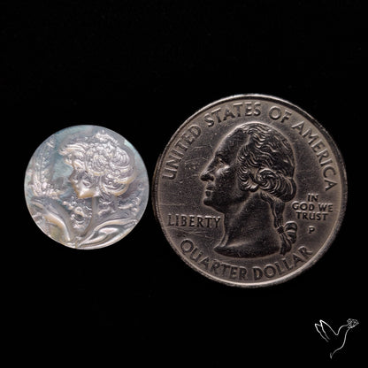 Mother Of Pearl Woman Cameo with Flowers Carving