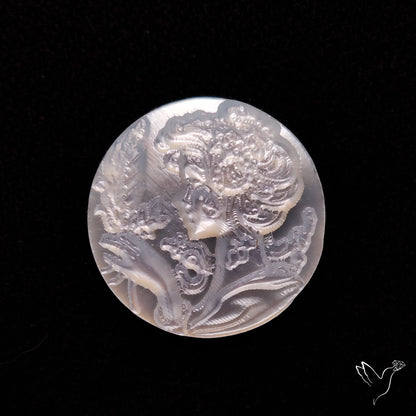Mother Of Pearl Woman Cameo with Flowers Carving