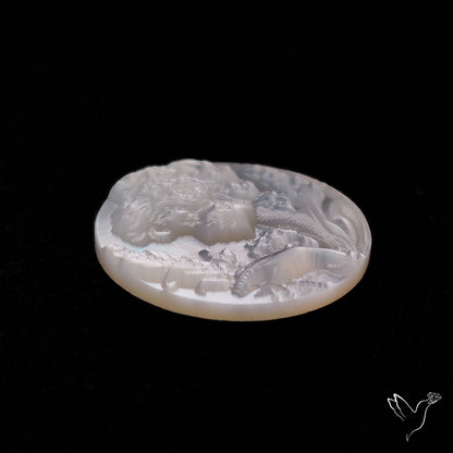 Mother Of Pearl Woman Cameo with Flowers Carving