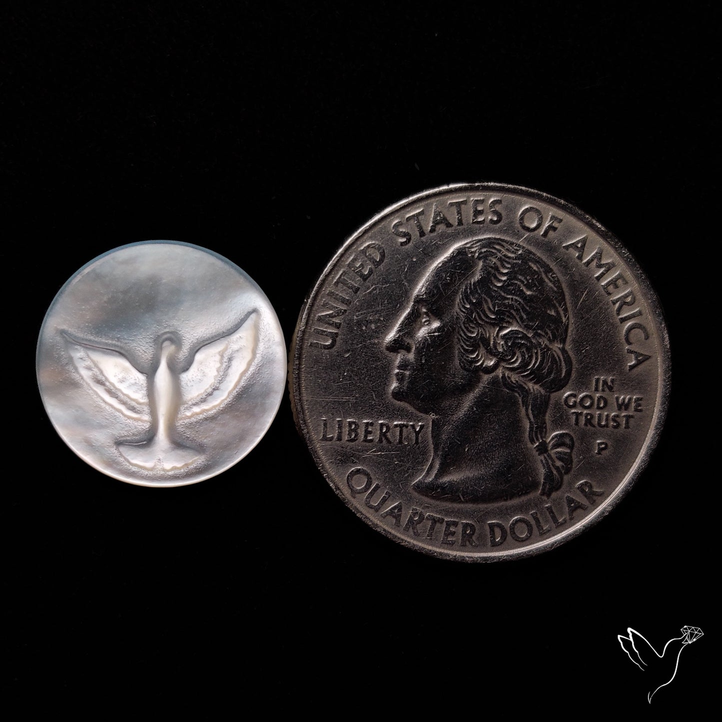 Mother Of Pearl Flying Bird Carving