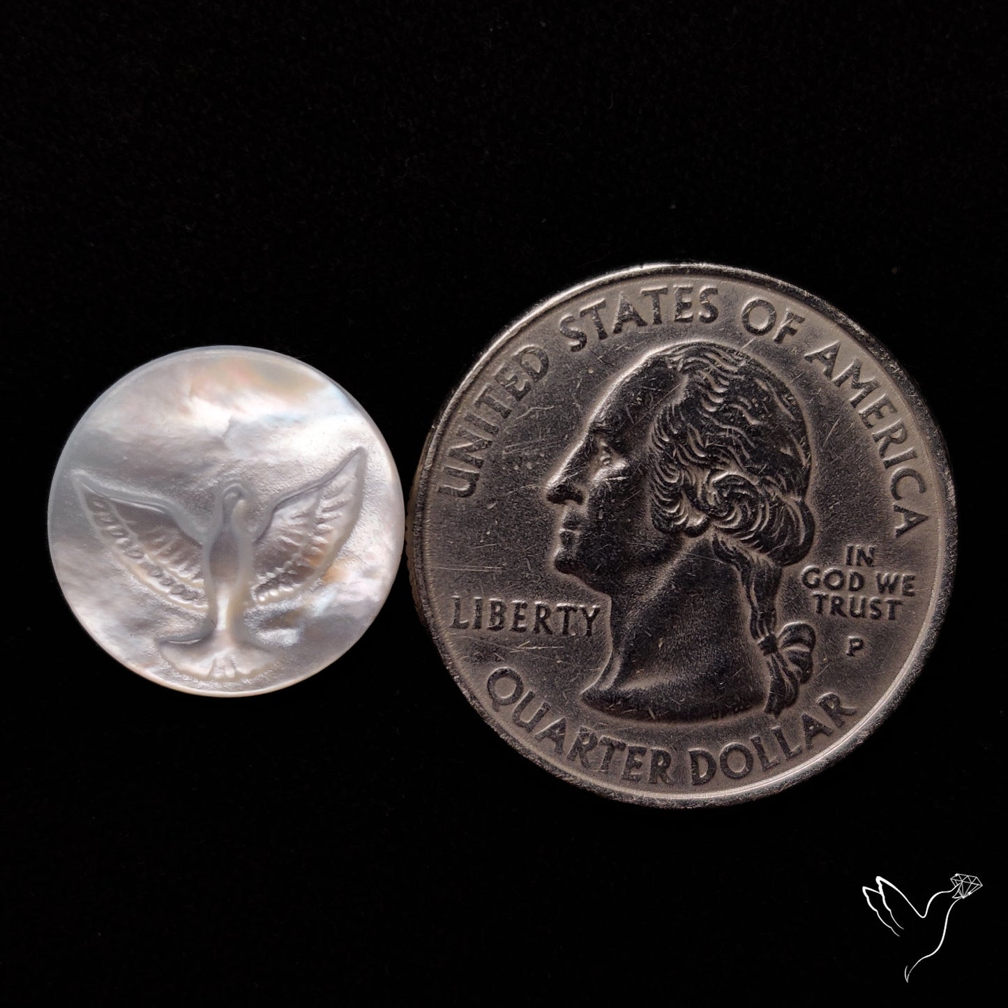 Mother Of Pearl Flying Bird Carving