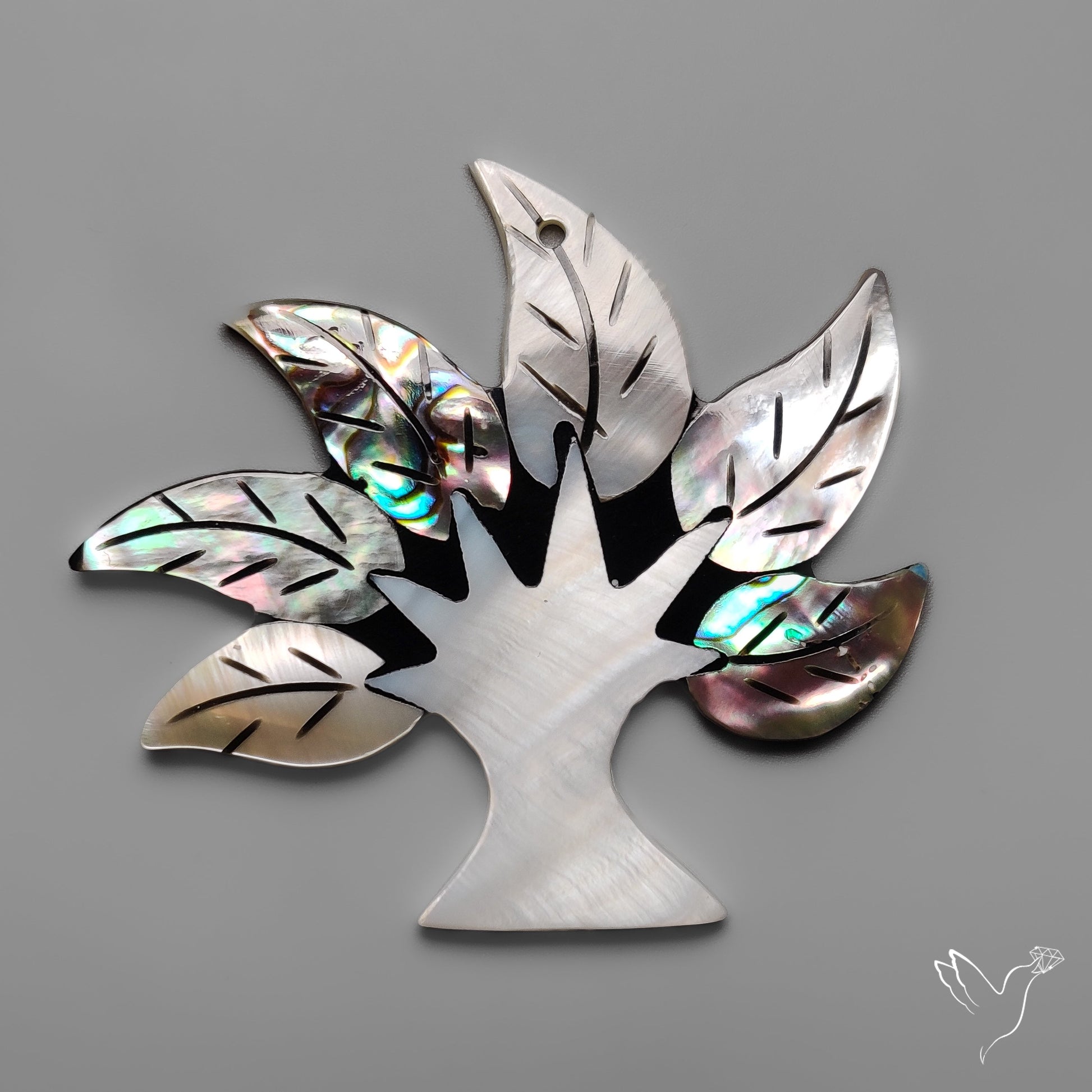 Mother Of Pearl And Abalone Shell Inlay Tree Carving Art