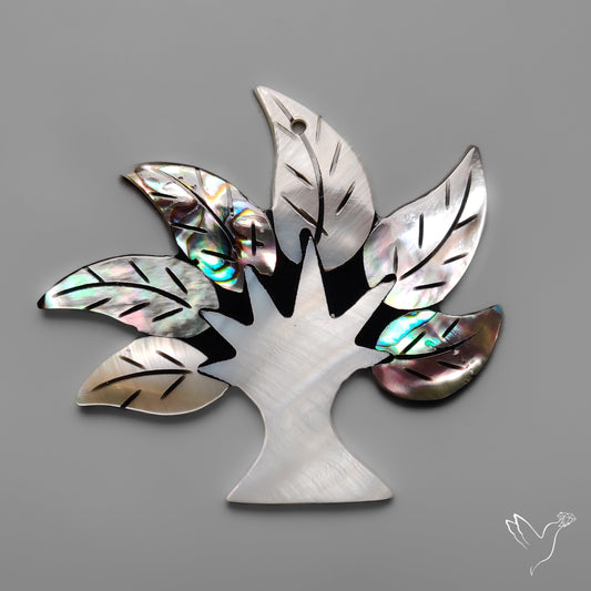 Mother Of Pearl And Abalone Shell Inlay Tree Carving Art