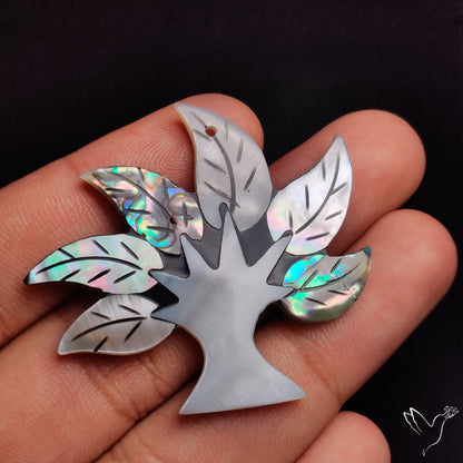 Mother Of Pearl And Abalone Shell Inlay Tree Carving Art