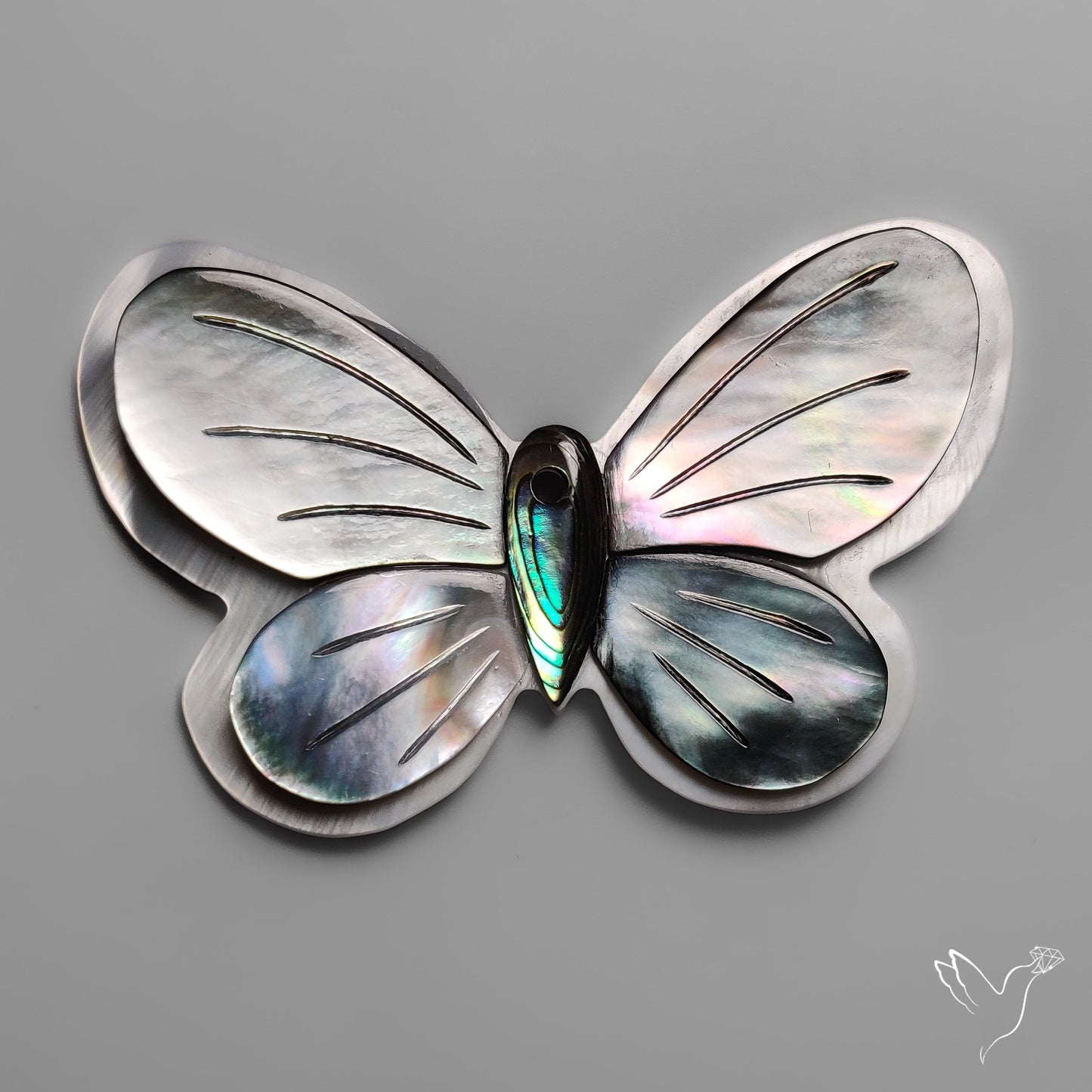 Mother Of Pearl And Abalone Shell Inlay Butterfly Carving