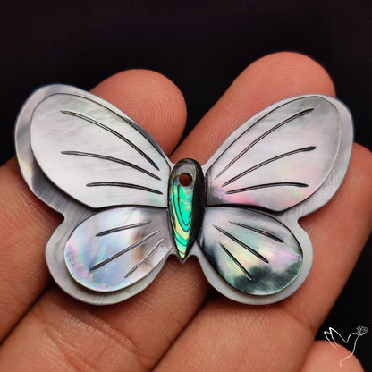 Mother Of Pearl And Abalone Shell Inlay Butterfly Carving