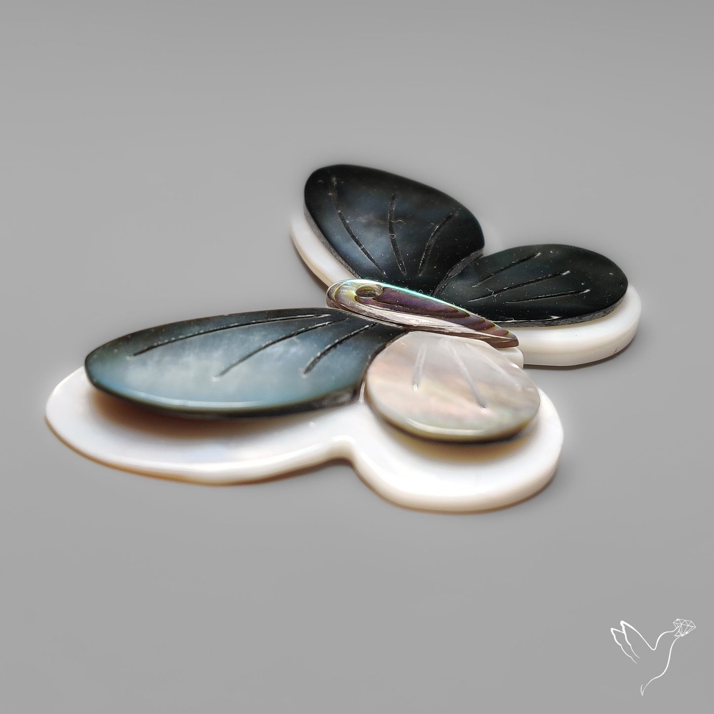 Mother Of Pearl And Abalone Shell Inlay Butterfly Carving