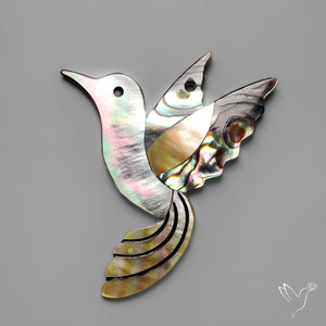 Mother Of Pearl And Abalone Shell Inlay Bird Carving
