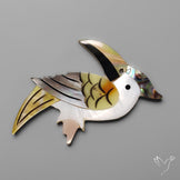 Mother Of Pearl And Abalone Shell Inlay Woodpecker Carving