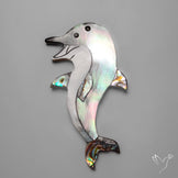 Mother Of Pearl And Abalone Shell Inlay Dolphin Carving