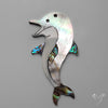 Mother Of Pearl And Abalone Shell Inlay Dolphin Carving