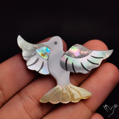 Mother Of Pearl And Abalone Shell Inlay Bird Carving
