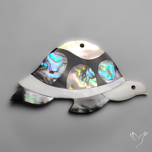 Mother Of Pearl And Abalone Shell Inlay Tortoise Carving