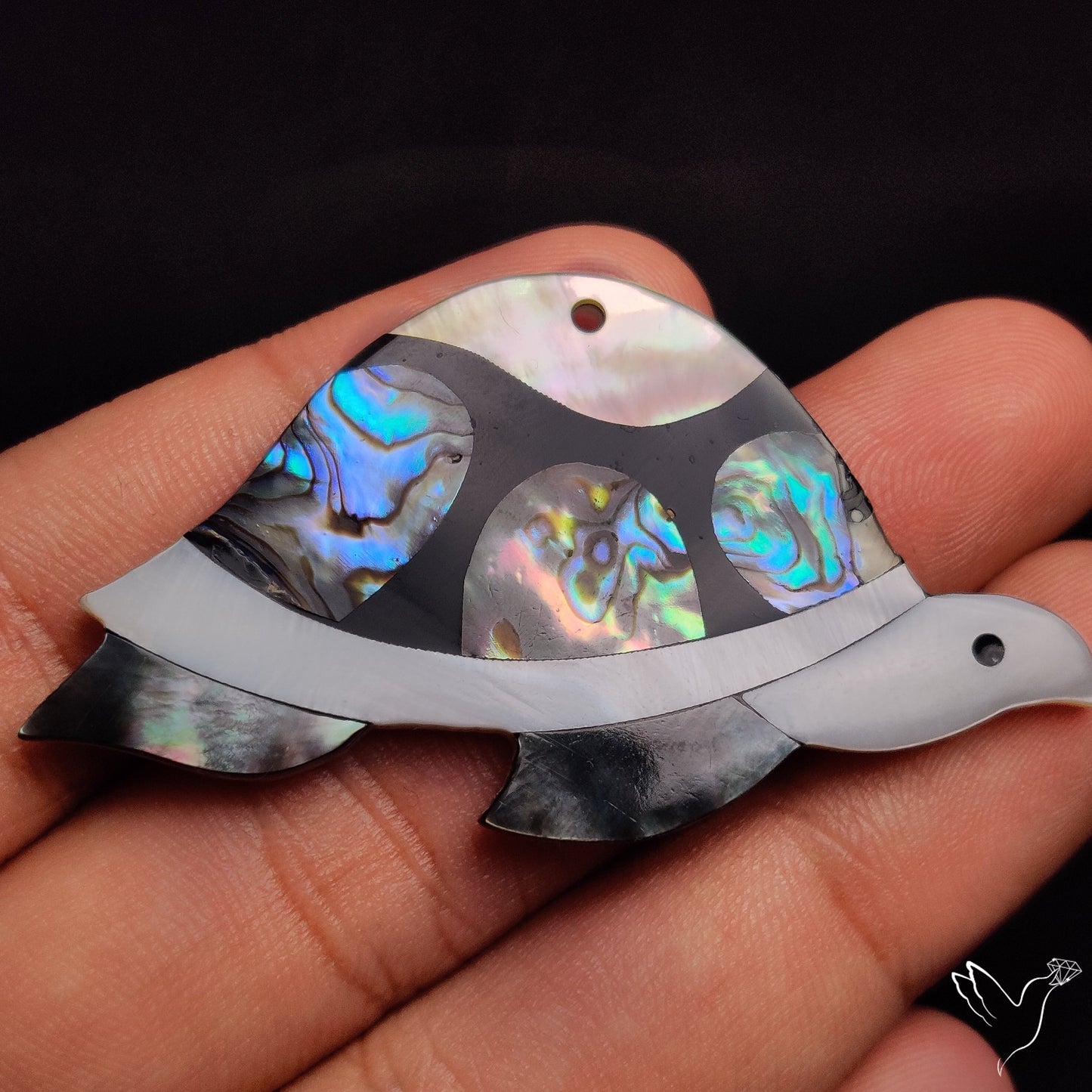 Mother Of Pearl And Abalone Shell Inlay Tortoise Carving