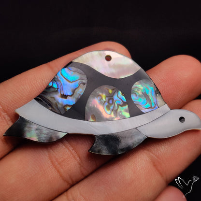 Mother Of Pearl And Abalone Shell Inlay Tortoise Carving