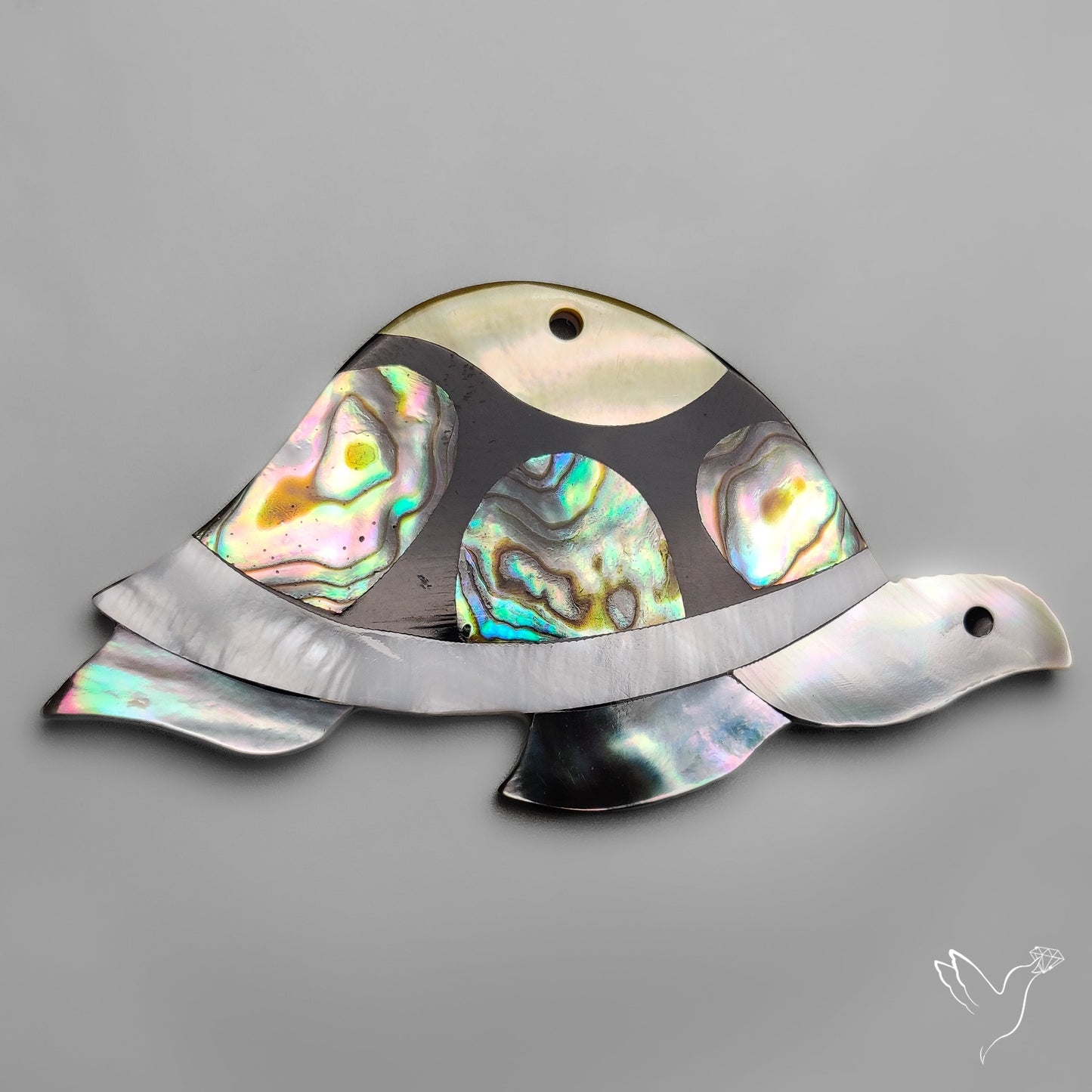 Mother Of Pearl And Abalone Shell Inlay Tortoise Carving