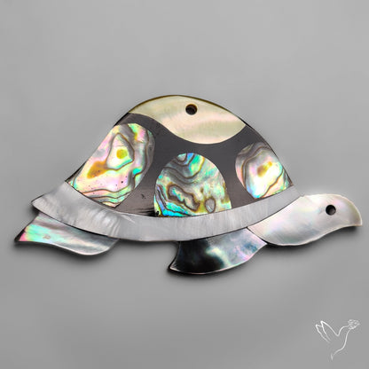 Mother Of Pearl And Abalone Shell Inlay Tortoise Carving