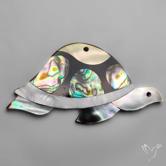 Mother Of Pearl And Abalone Shell Inlay Tortoise Carving