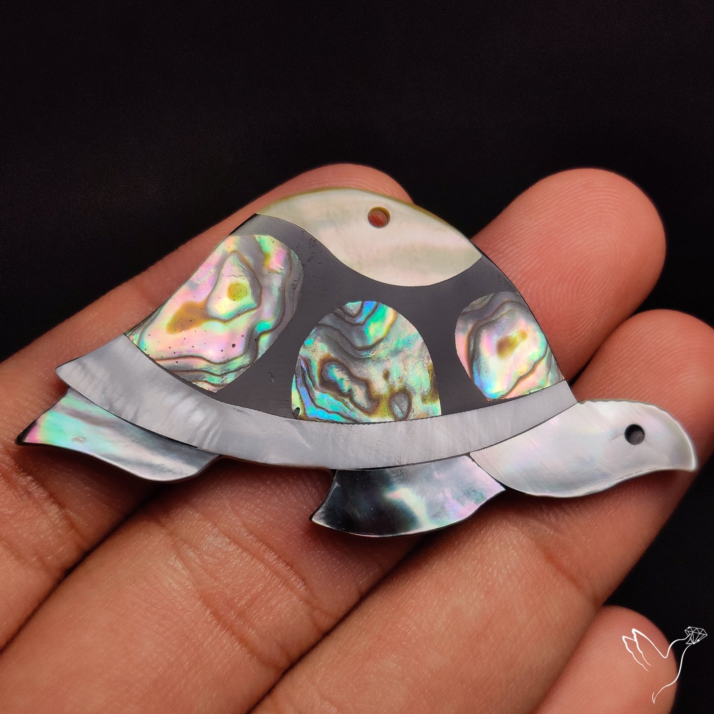 Mother Of Pearl And Abalone Shell Inlay Tortoise Carving
