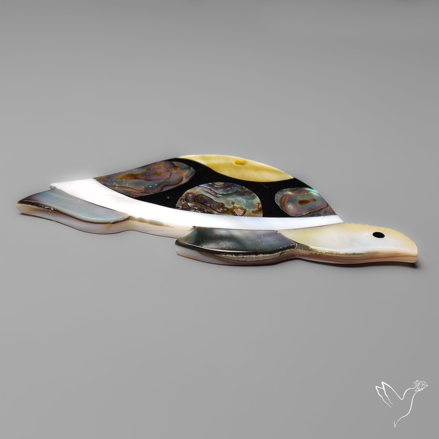 Mother Of Pearl And Abalone Shell Inlay Tortoise Carving