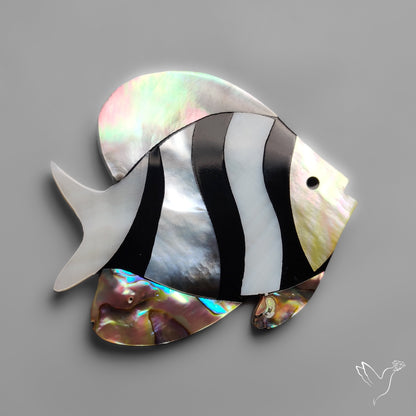 Mother Of Pearl And Abalone Shell Inlay Fish Carving