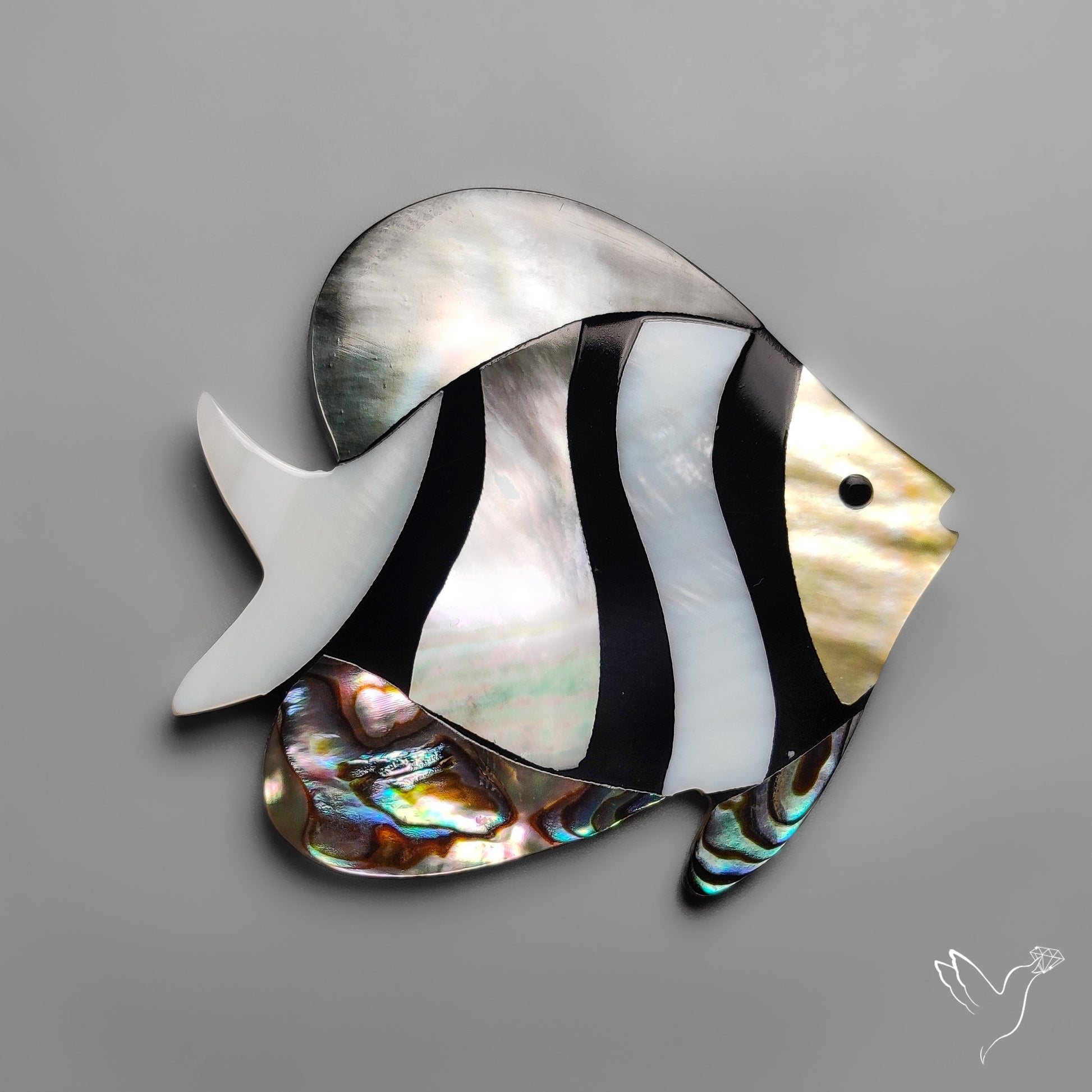 Mother Of Pearl And Abalone Shell Inlay Fish Carving