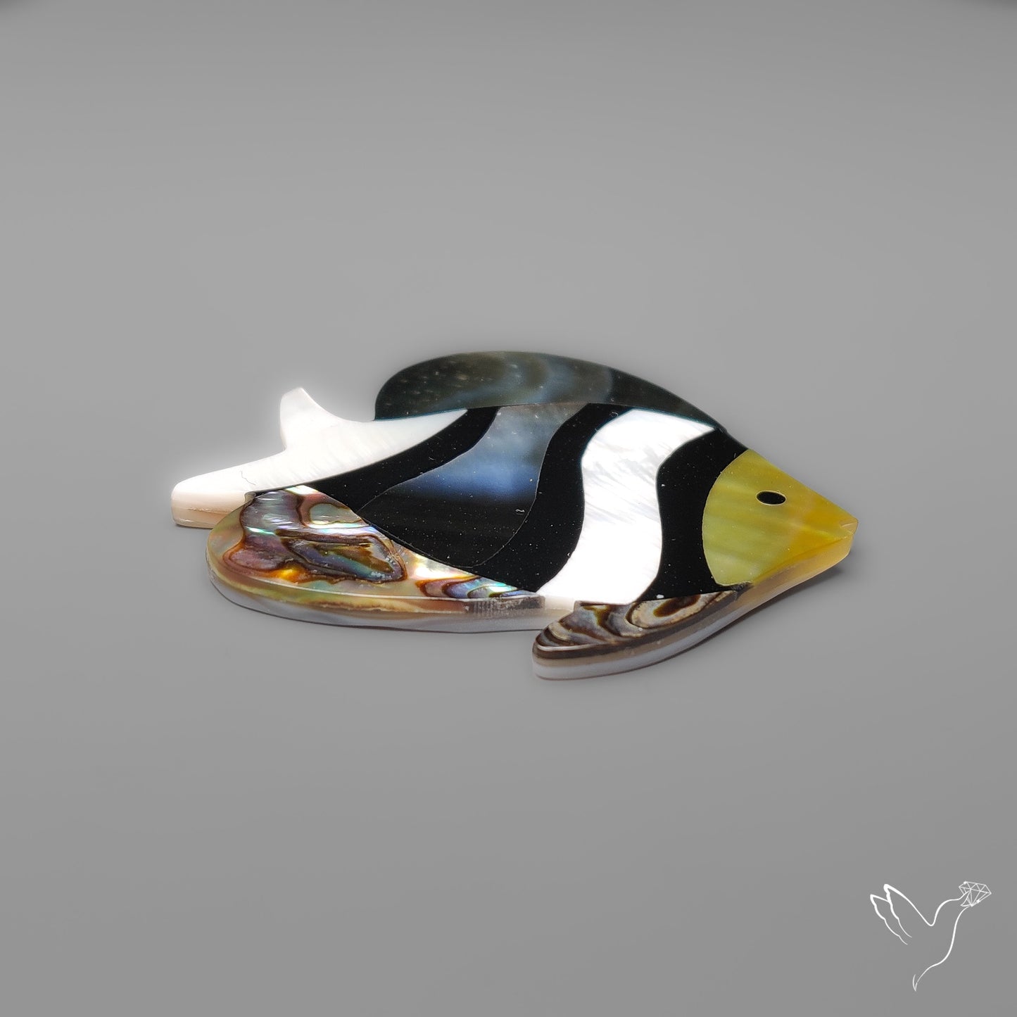 Mother Of Pearl And Abalone Shell Inlay Fish Carving