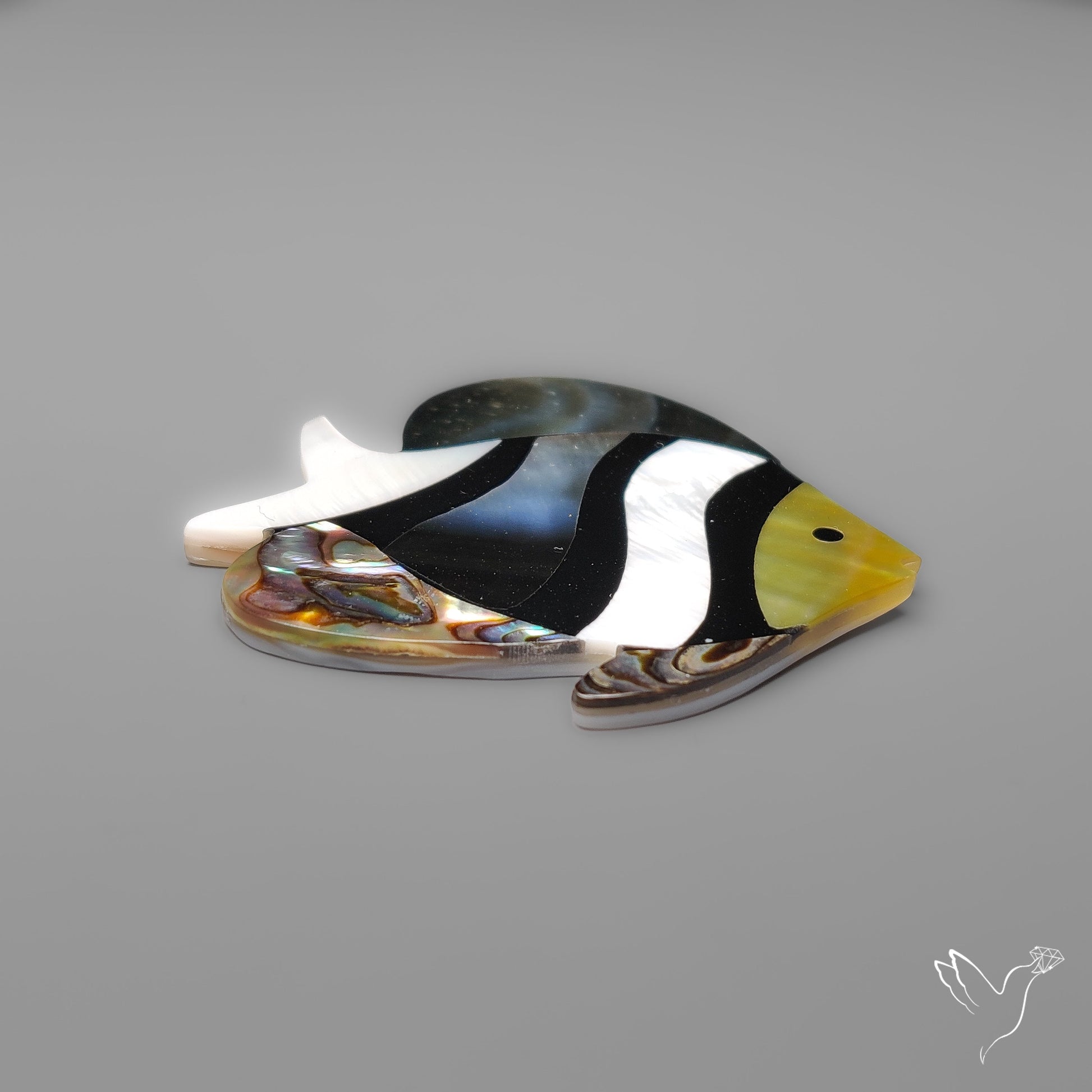 Mother Of Pearl And Abalone Shell Inlay Fish Carving
