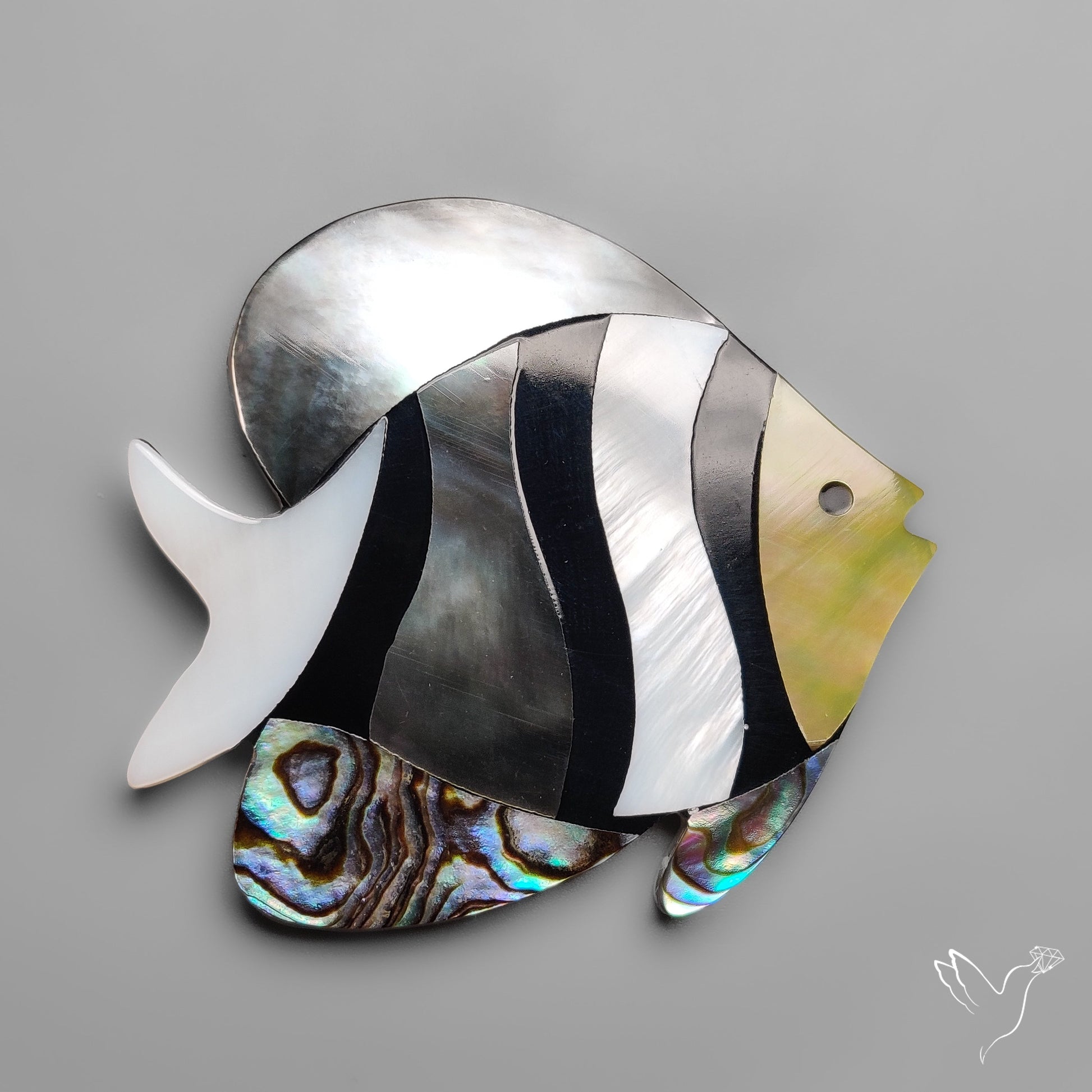 Mother Of Pearl And Abalone Shell Inlay Fish Carving