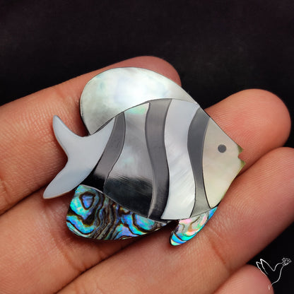 Mother Of Pearl And Abalone Shell Inlay Fish Carving