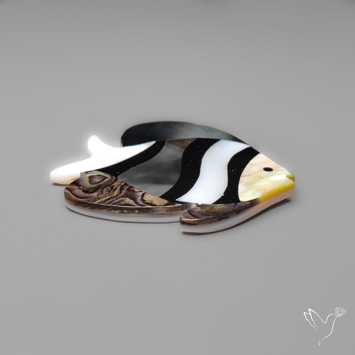 Mother Of Pearl And Abalone Shell Inlay Fish Carving