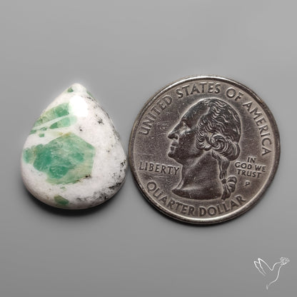 Rare Emerald in Quartz Cabochon