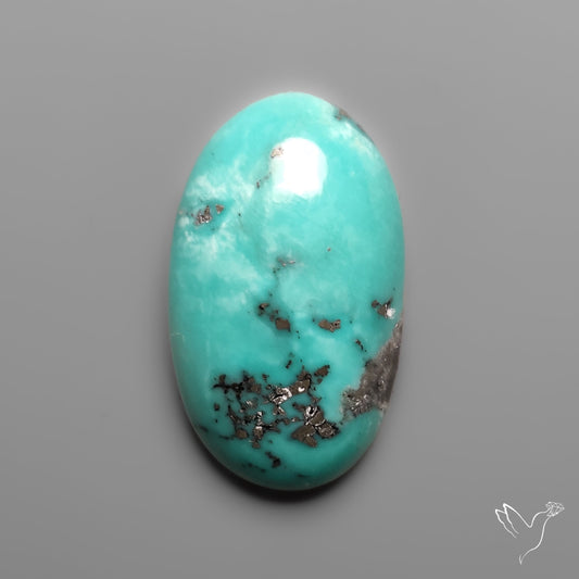 Rare Persian Turquoise with Pyrite Cabochon