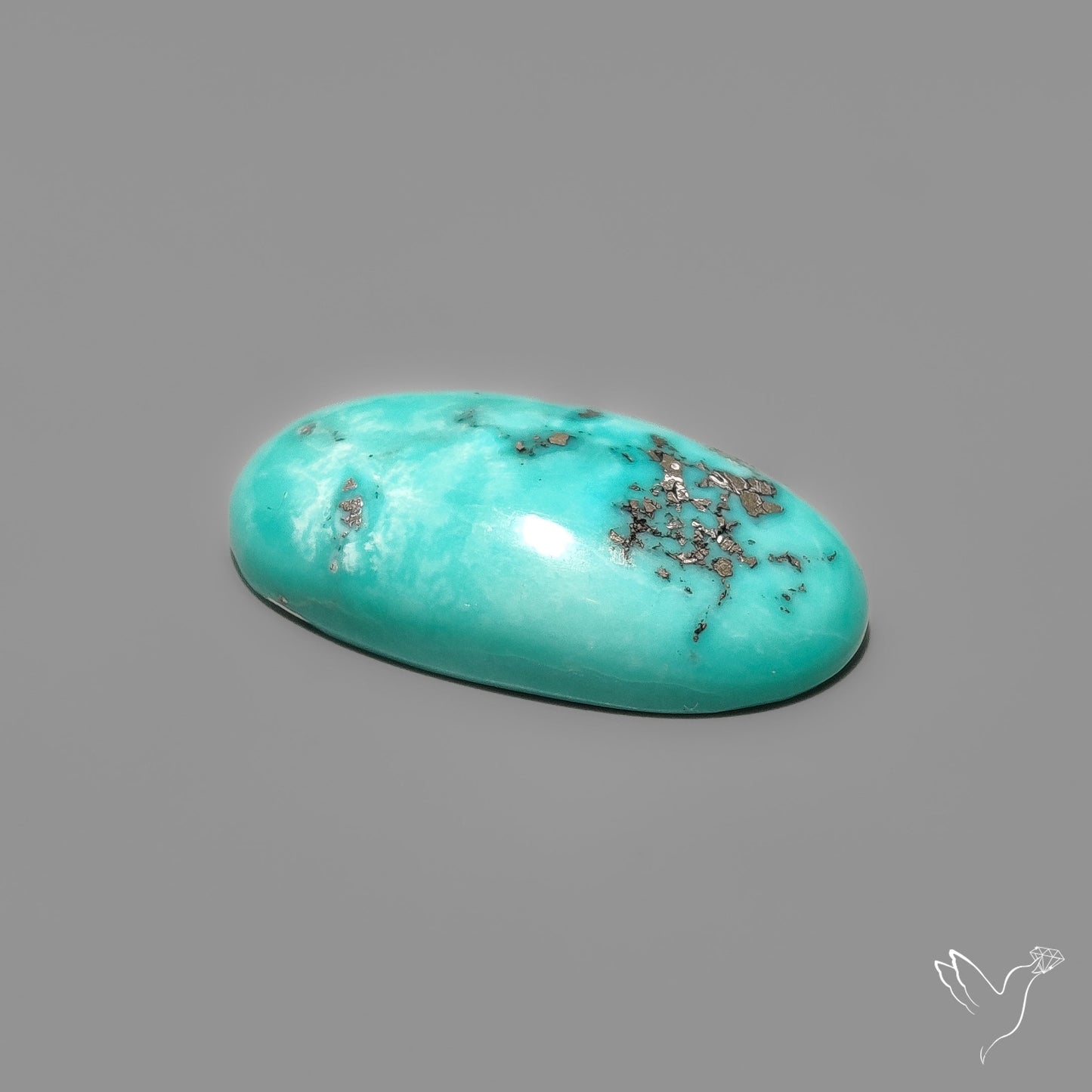 Rare Persian Turquoise with Pyrite Cabochon