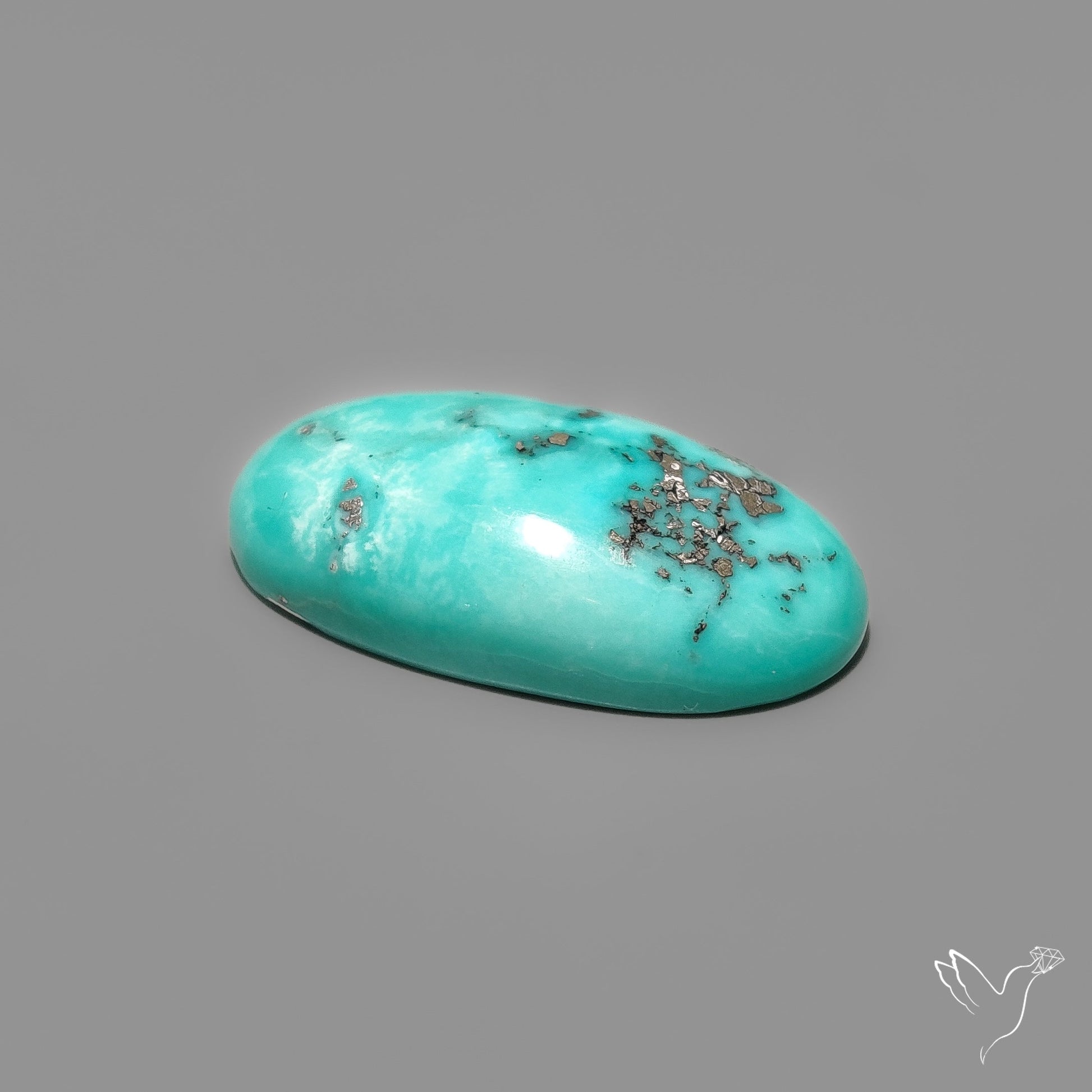 Rare Persian Turquoise with Pyrite Cabochon